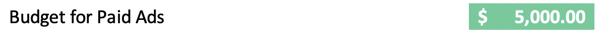 Screenshot: Budget for paid ads