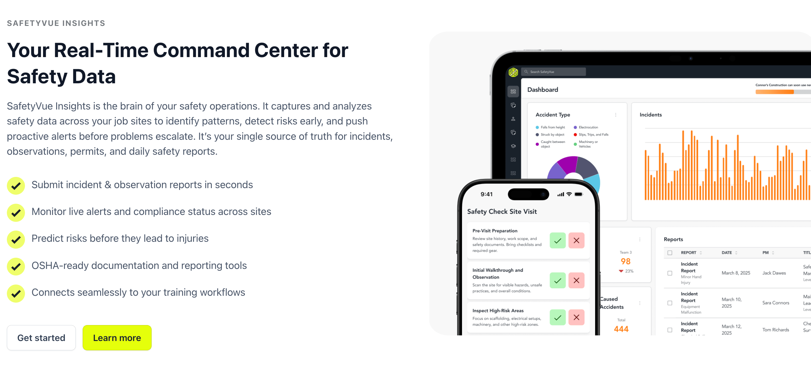 Screenshot: SafetyVue interface Screenshot: SafetyVue interface